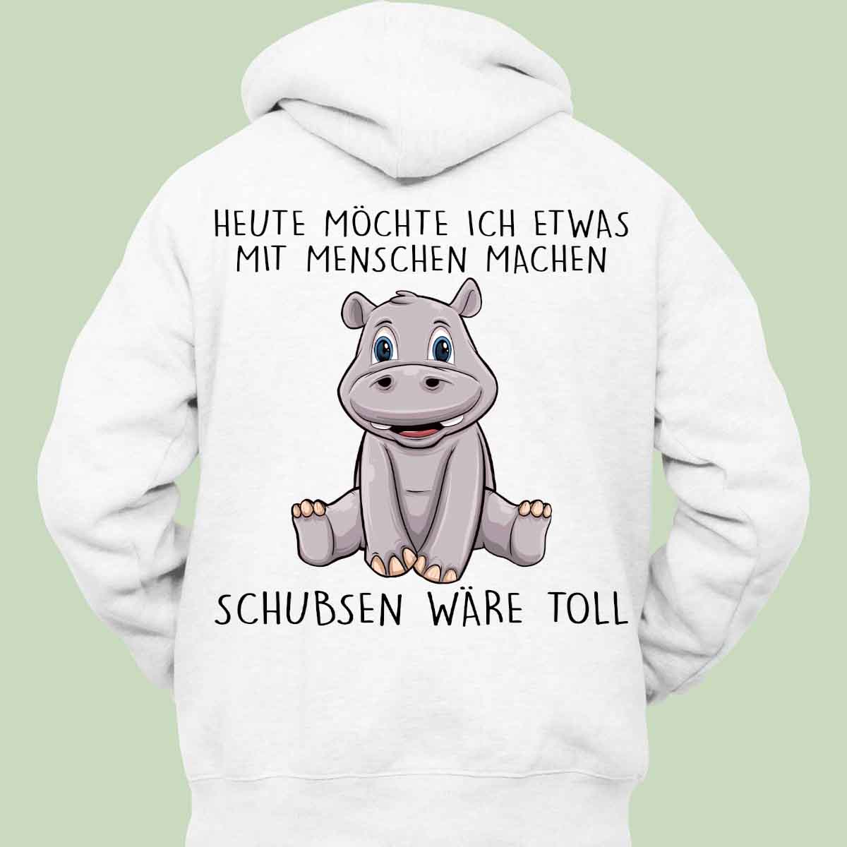 Schubsen Hippo - Hoodie Unisex Rückendruck