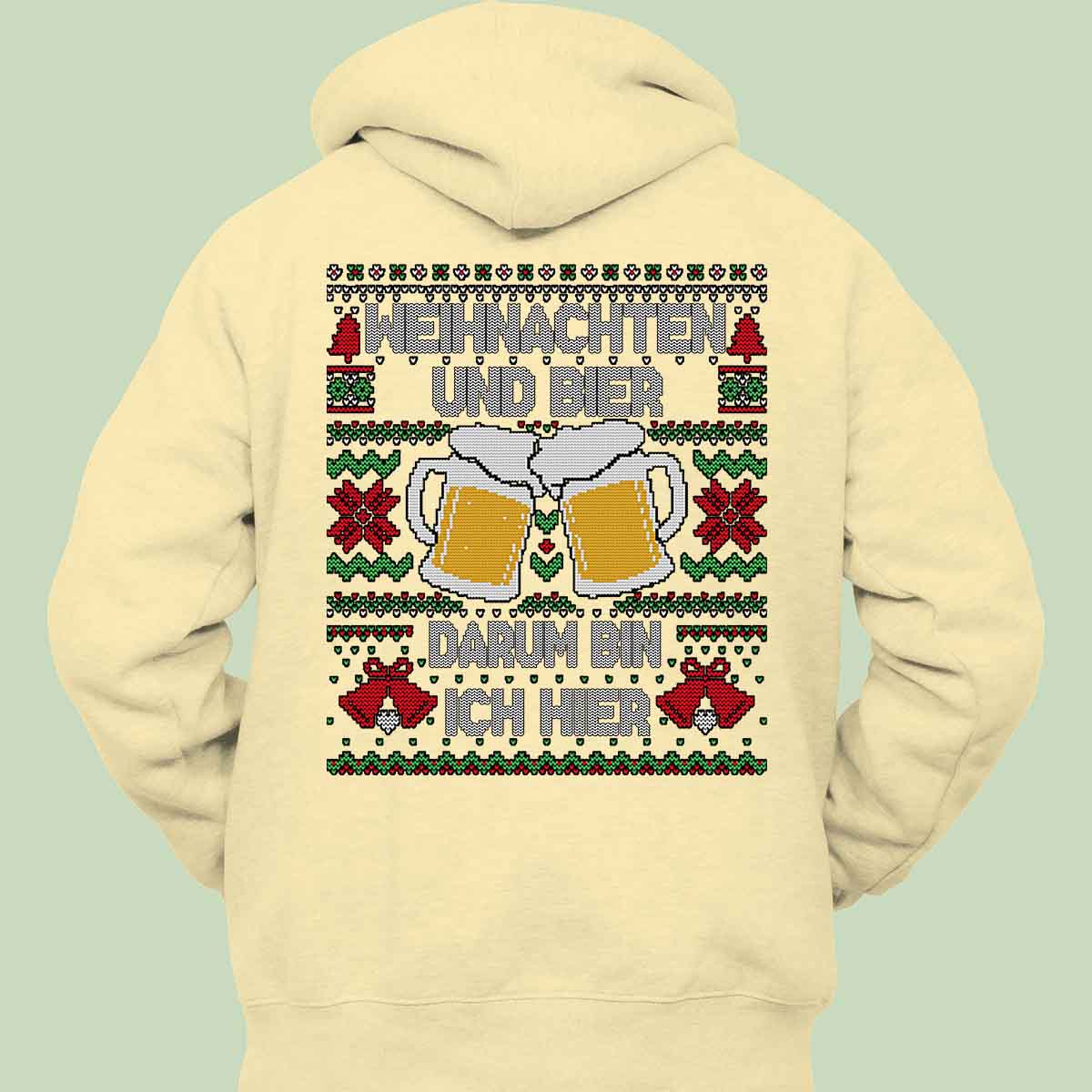 Weihnachten und Bier - Hoodie Unisex Rückendruck