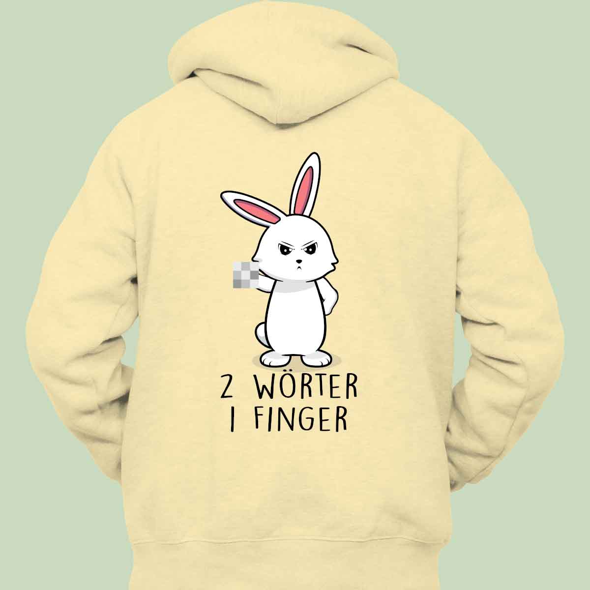 Zwei Wörter Bunny - Hoodie Unisex Rückendruck