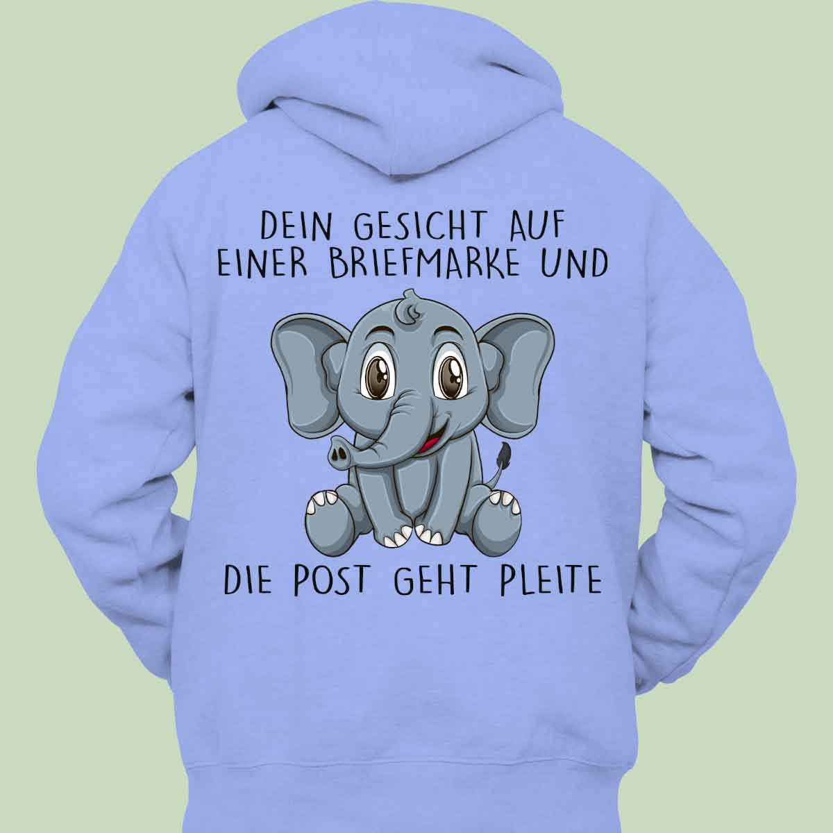 Briefmarke Elefant - Hoodie Unisex Rückendruck