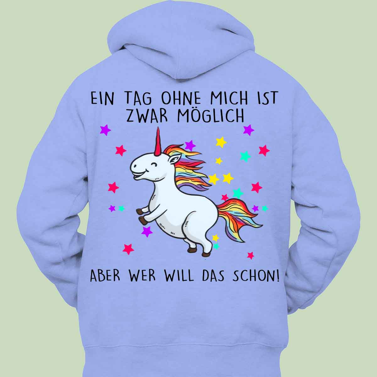 Ohne Mich Glitzer Einhorn - Hoodie Unisex Rückendruck