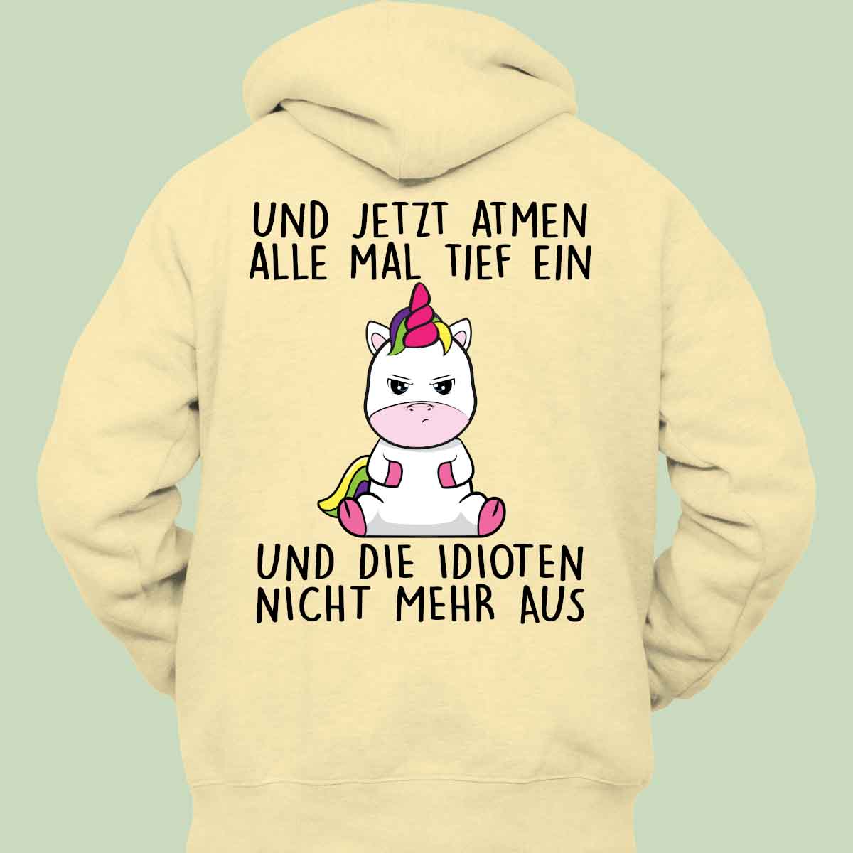 Einatmen Cute Einhorn - Hoodie Unisex Rückendruck