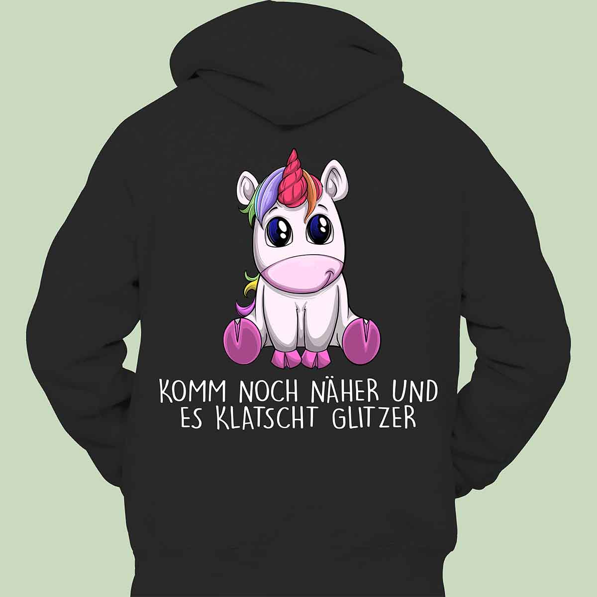 Glitzer Einhorn - Hoodie Unisex Rückendruck