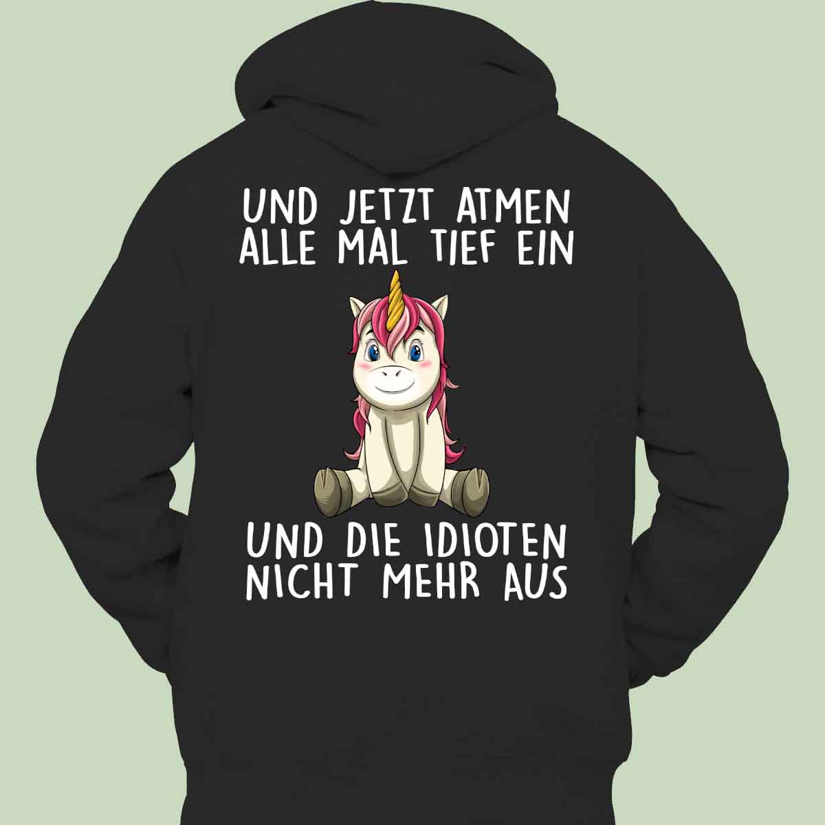 Einatmen Einhorn 3 - Hoodie Unisex Rückendruck