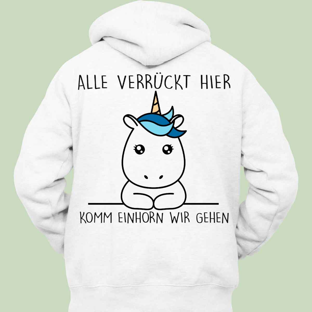 Komm Simple Einhorn - Hoodie Unisex Rückendruck