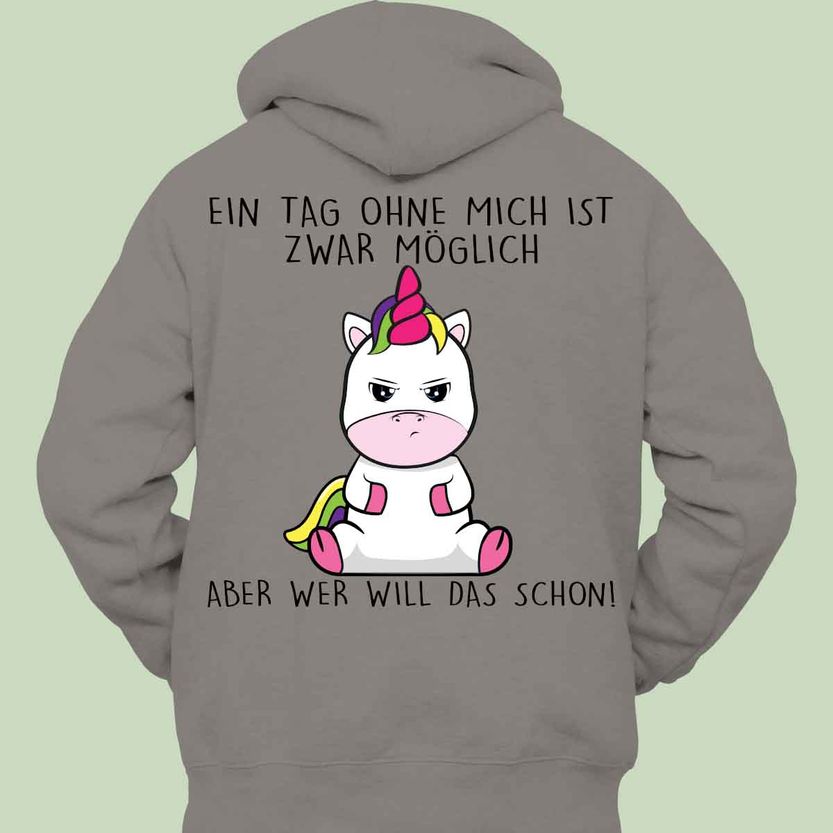 Ohne Mich Cute Einhorn - Hoodie Unisex Rückendruck
