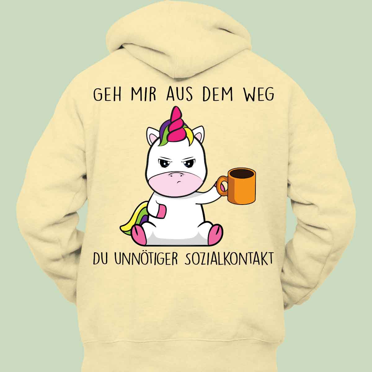 Sozialkontakt Cute Einhorn - Hoodie Unisex Rückendruck