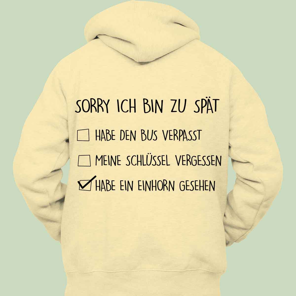 Bin zu spät - Hoodie Unisex Rückendruck