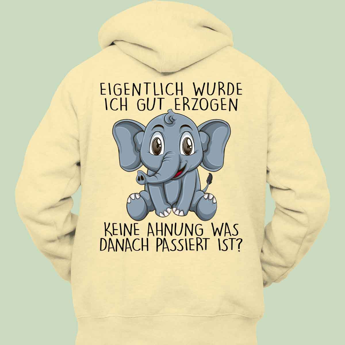 Erzogen Elefant - Hoodie Unisex Rückendruck