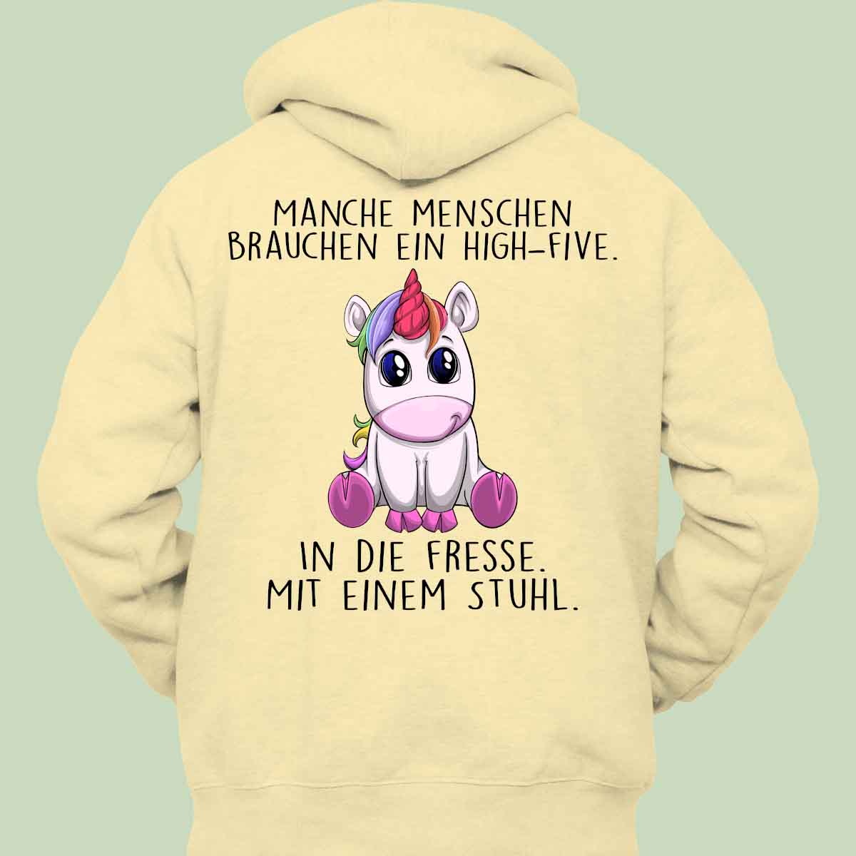 High-Five Einhorn - Hoodie Unisex Rückendruck