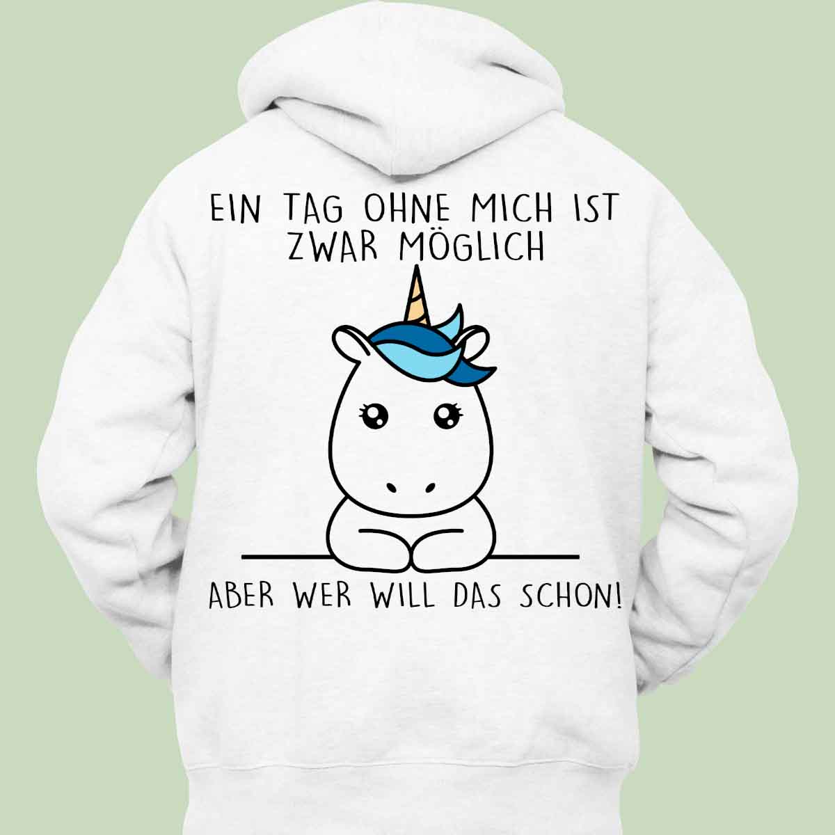 Ohne Mich Simple Einhorn - Hoodie Unisex Rückendruck