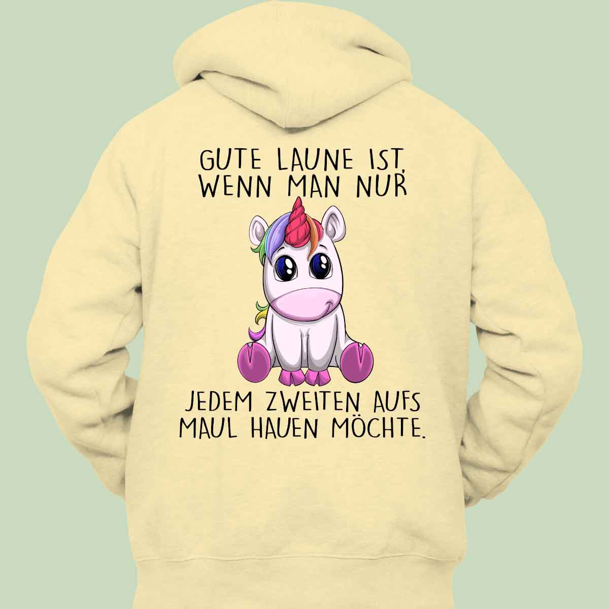 Gute Laune Einhorn - Hoodie Unisex Rückendruck