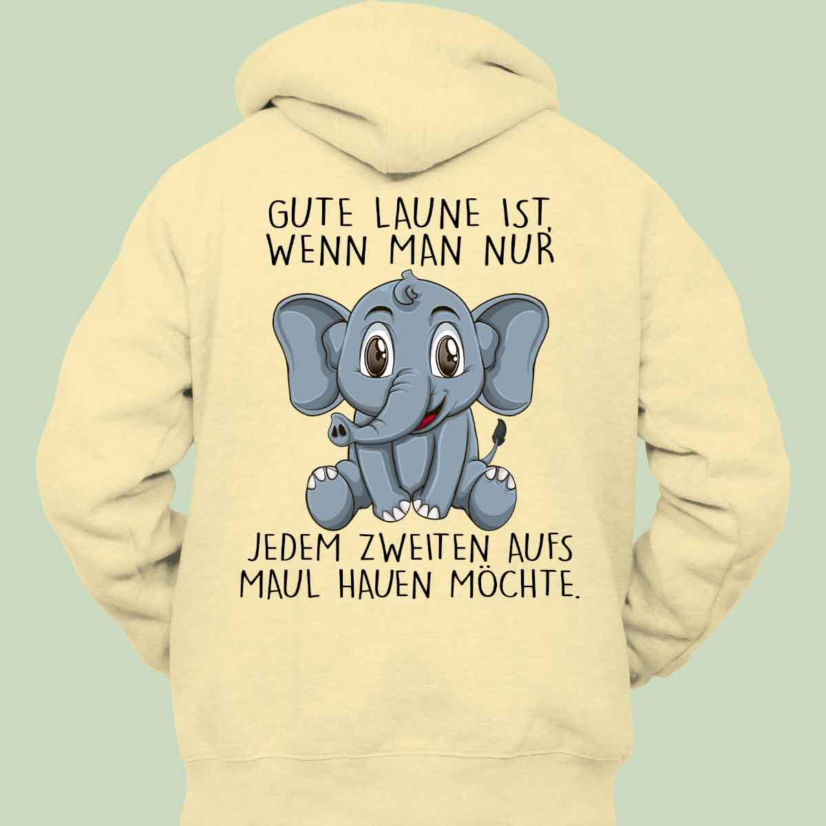 Gute Laune Elefant - Hoodie Unisex Rückendruck