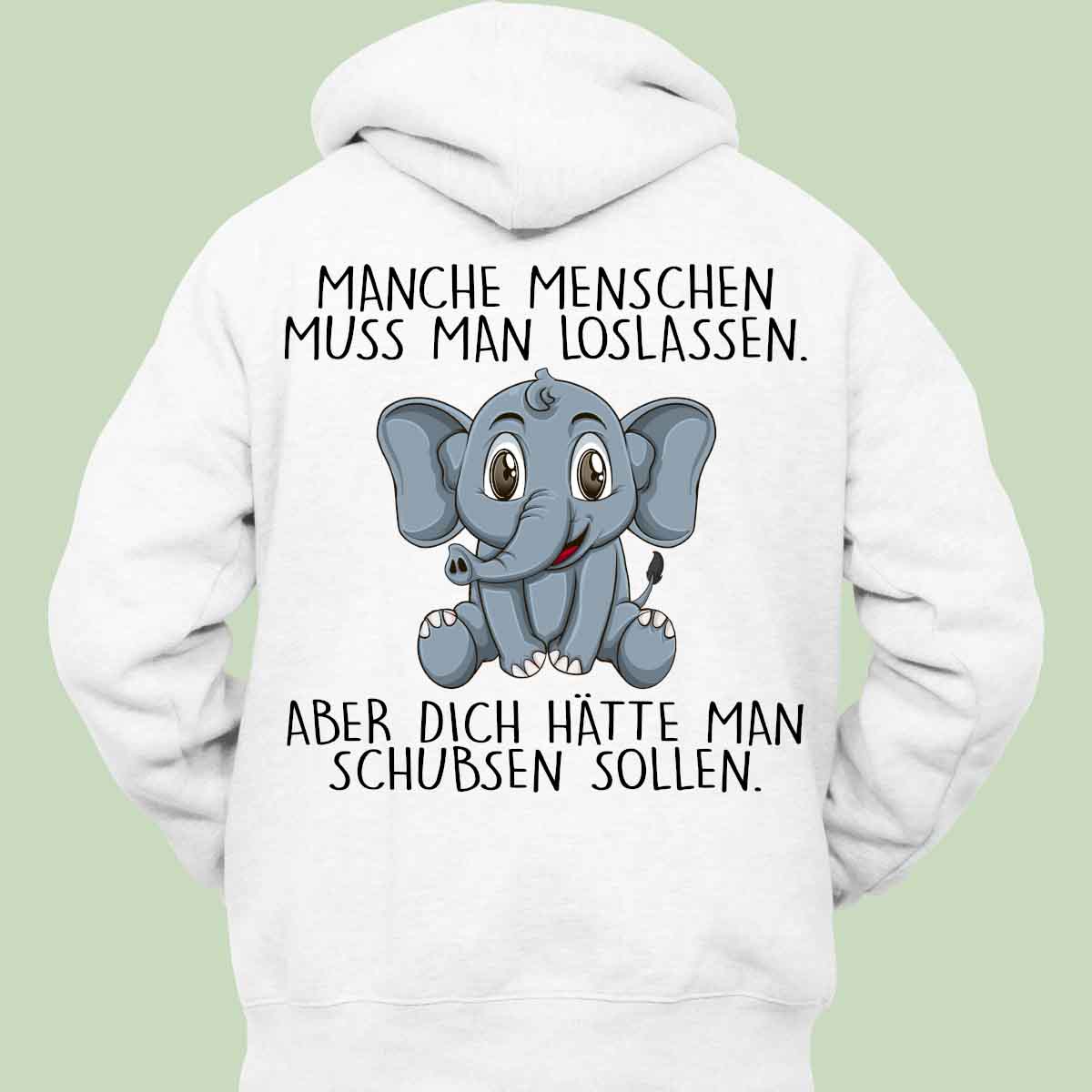 Loslassen Elefant - Hoodie Unisex Rückendruck