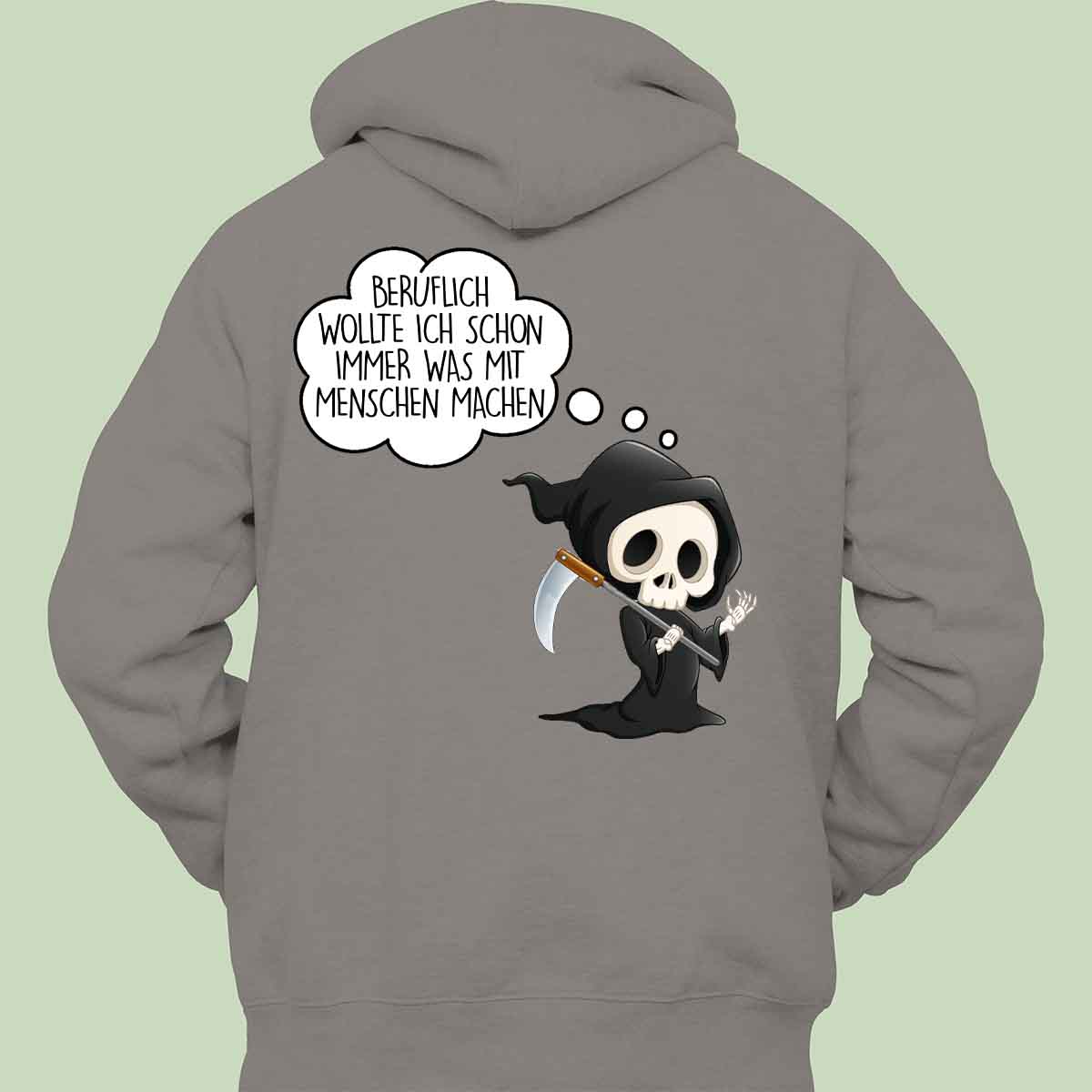 Menschen Sensenmann - Hoodie Unisex Rückendruck