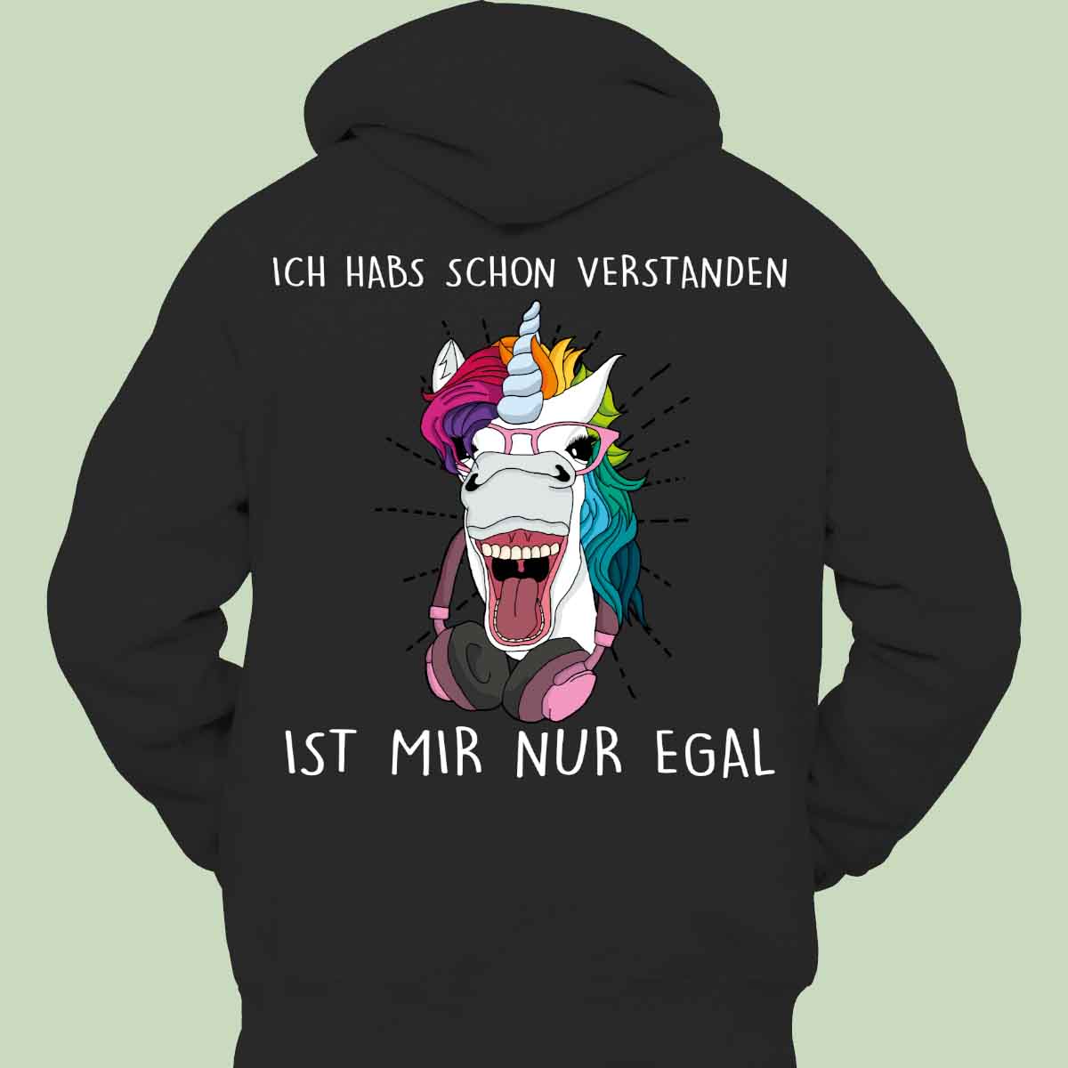 Verstanden Hipster Einhorn - Hoodie Unisex Rückendruck