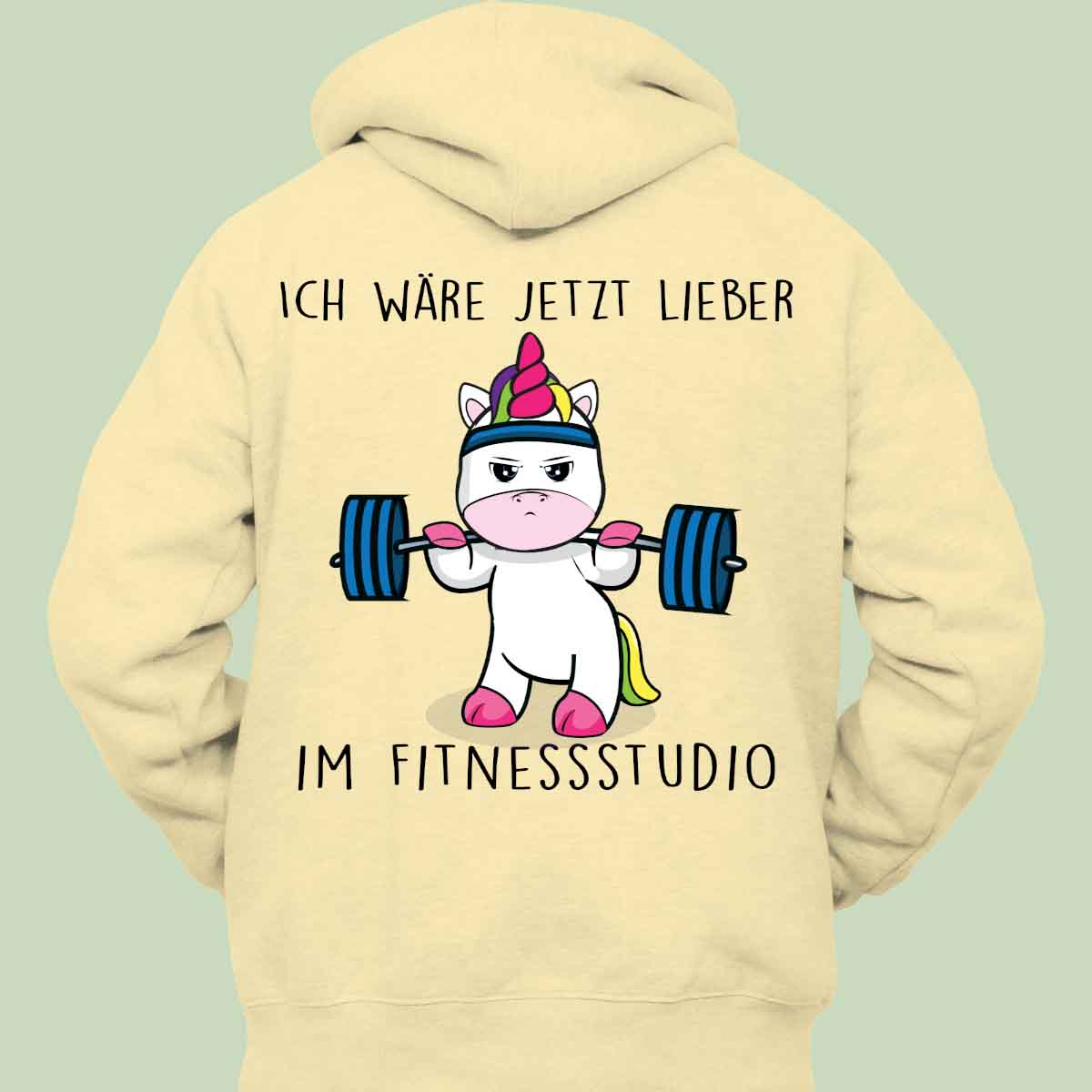 Fitnessstudio Cute Einhorn - Hoodie Unisex Rückendruck