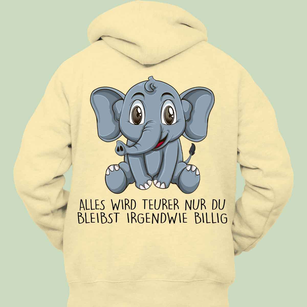 Billig Elefant - Hoodie Unisex Rückendruck