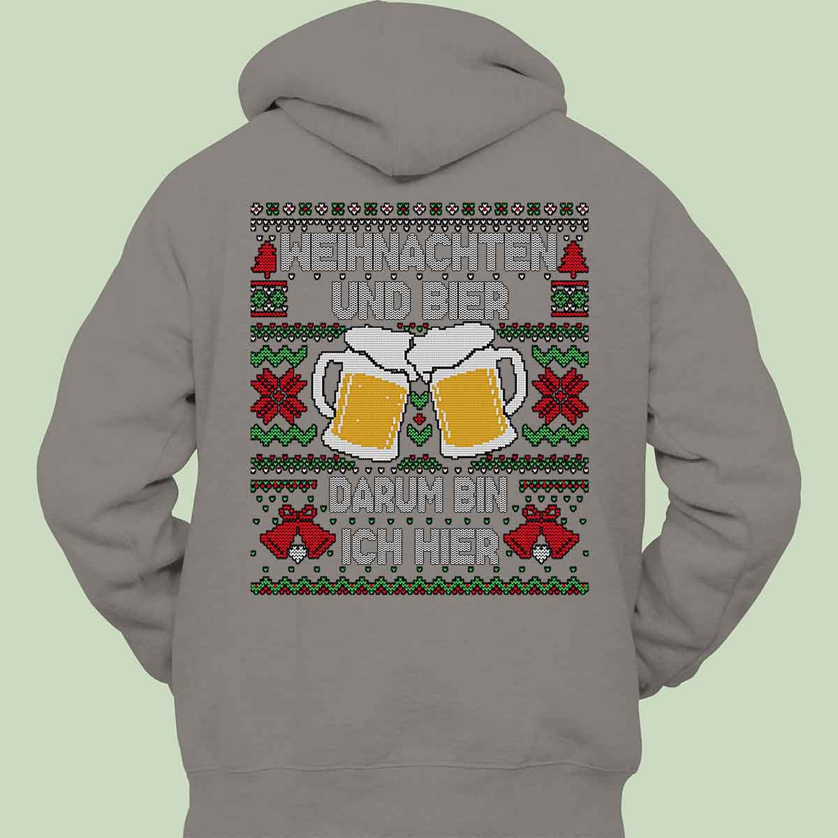 Weihnachten und Bier - Hoodie Unisex Rückendruck