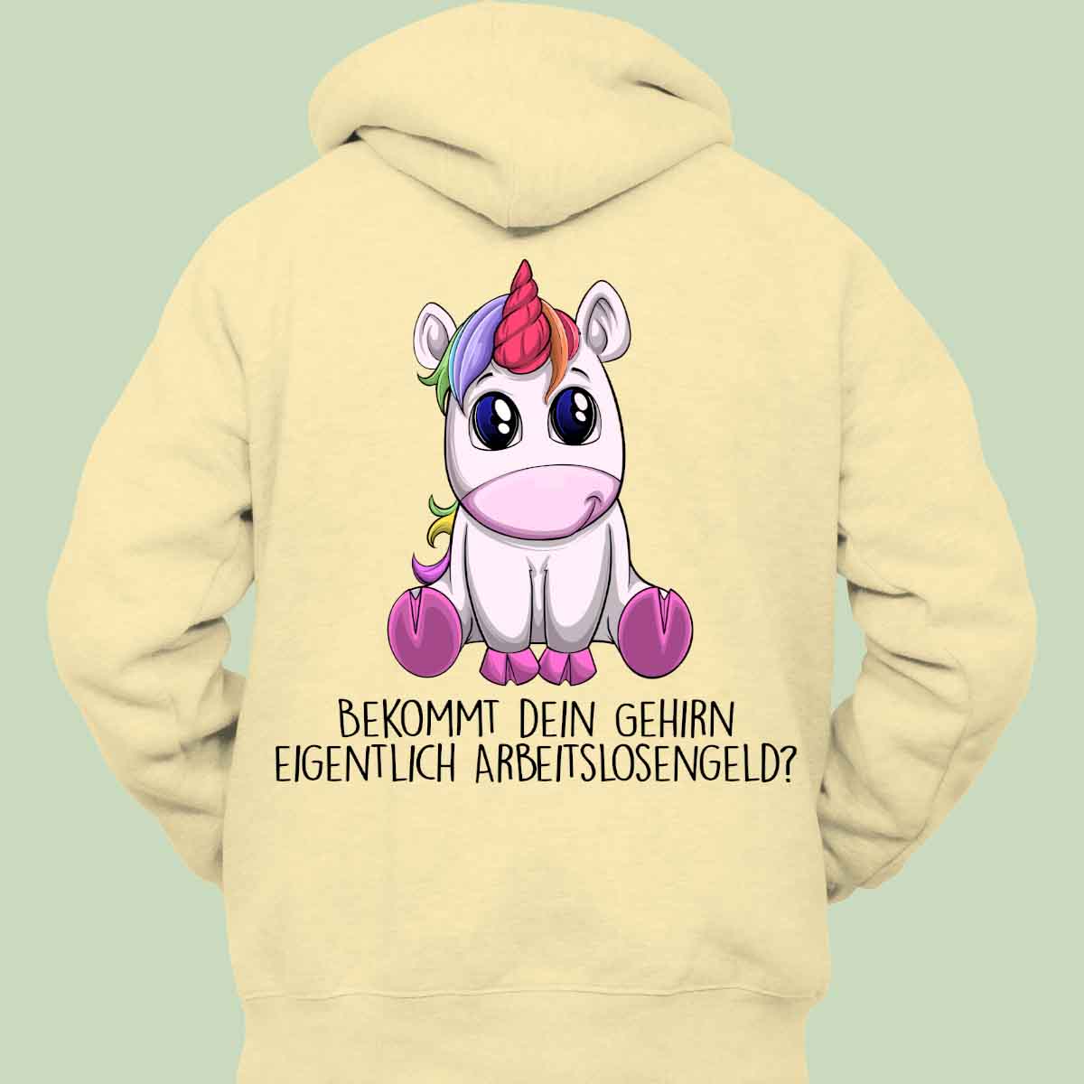 Arbeitslosengeld Einhorn - Hoodie Unisex Rückendruck
