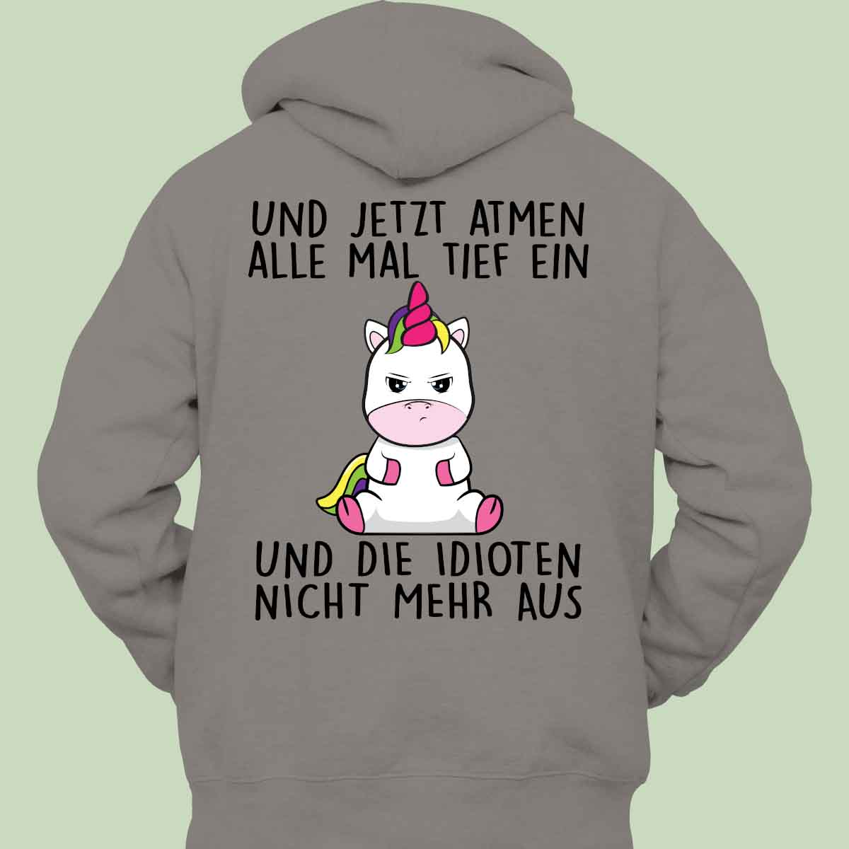 Einatmen Cute Einhorn - Hoodie Unisex Rückendruck