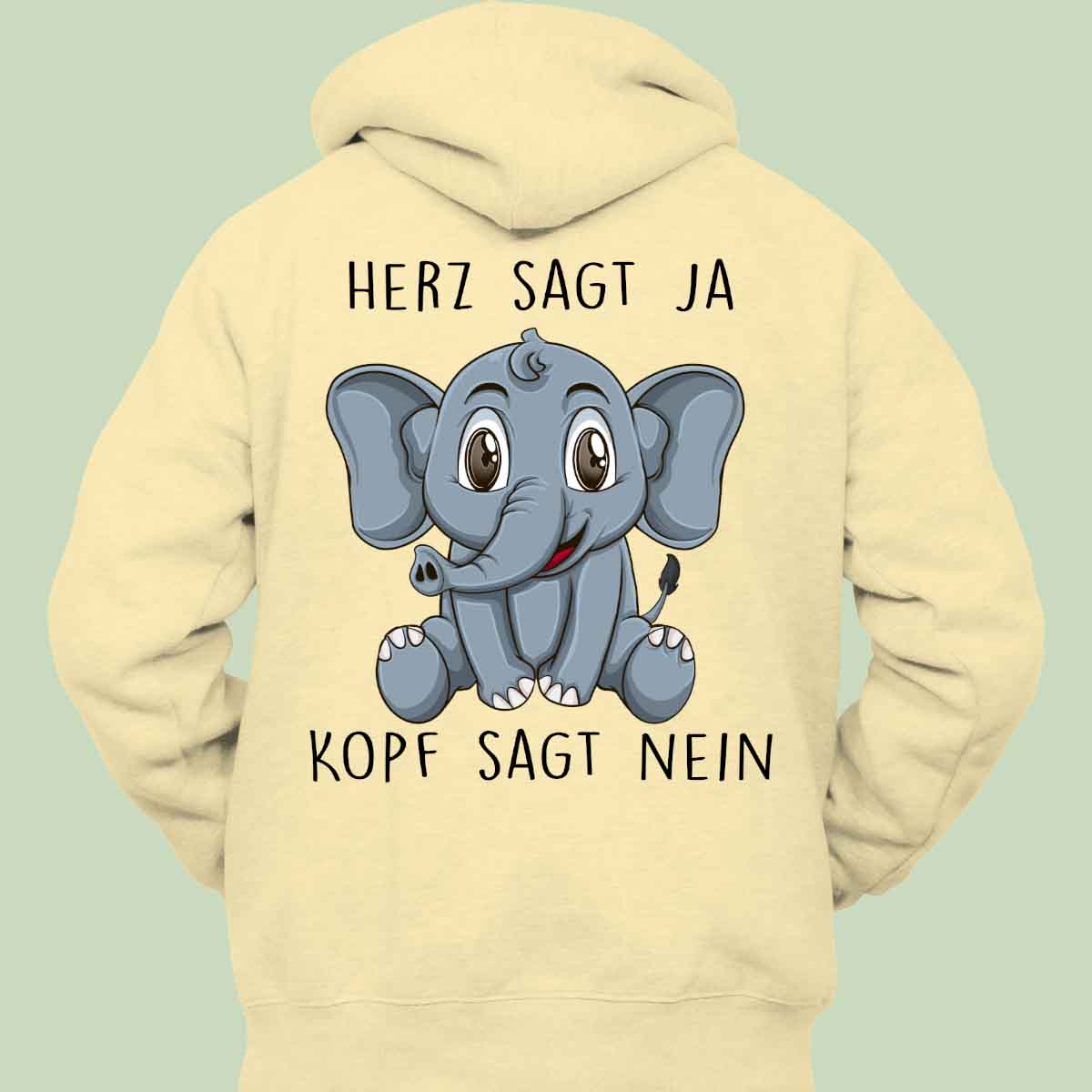 Herz Elefant - Hoodie Unisex Rückendruck