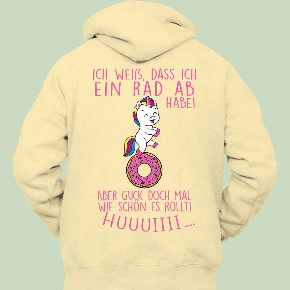 Rollt Einhorn - Hoodie Unisex Rückendruck
