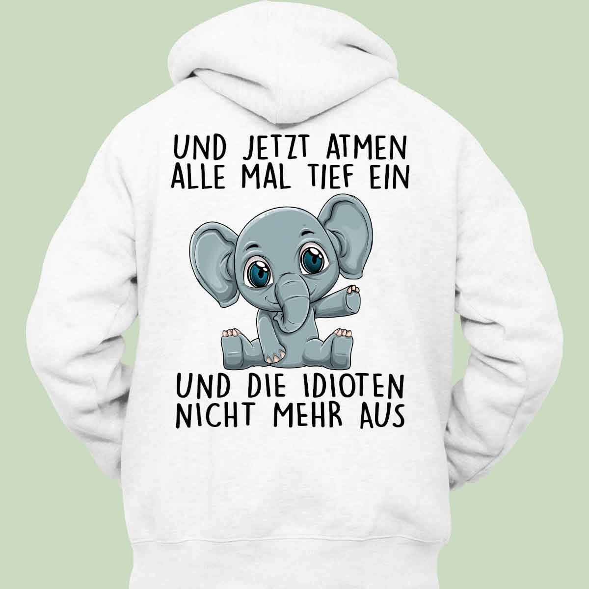 Einatmen Baby Elefant - Hoodie Unisex Rückendruck