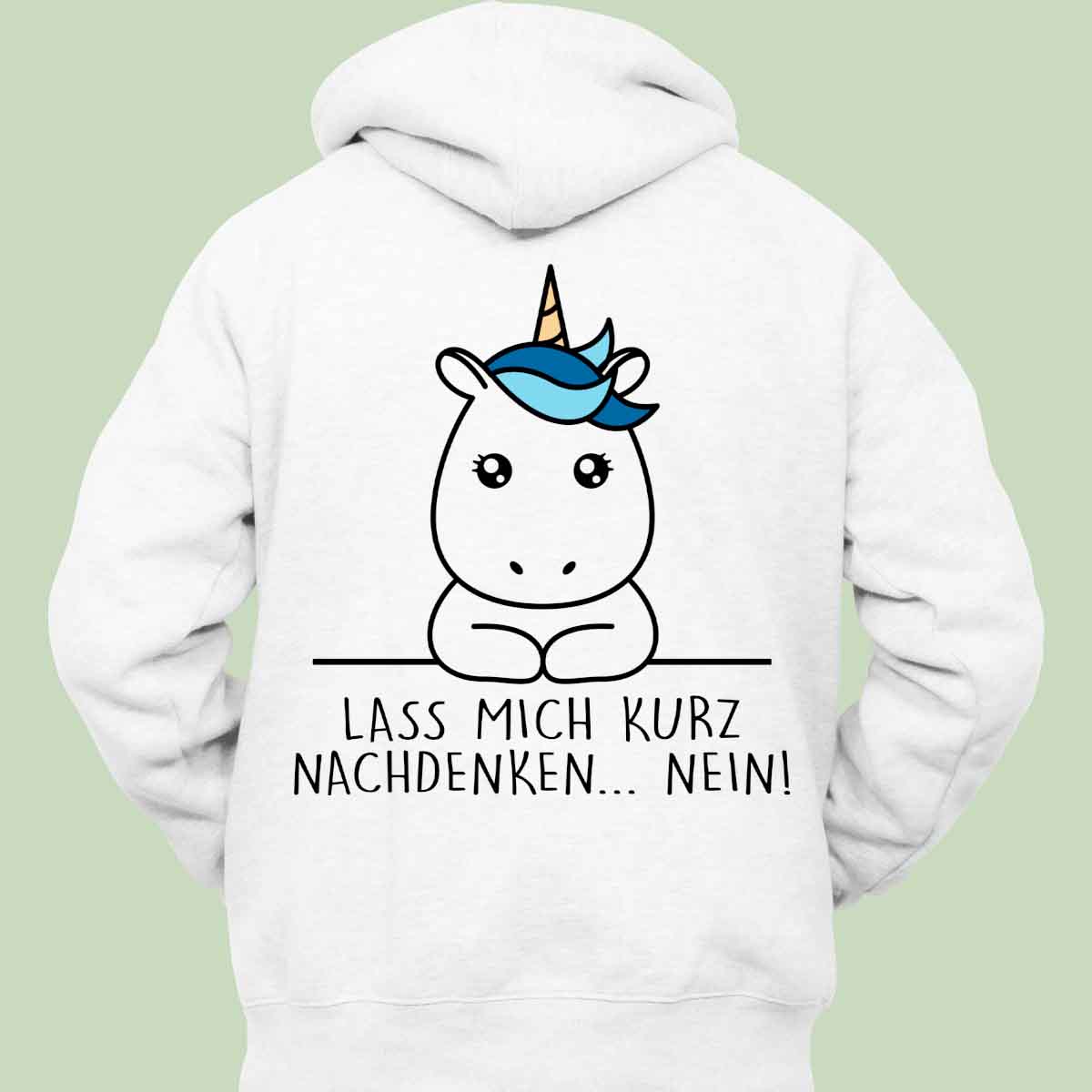 Nachdenken Simple Einhorn - Hoodie Unisex Rückendruck