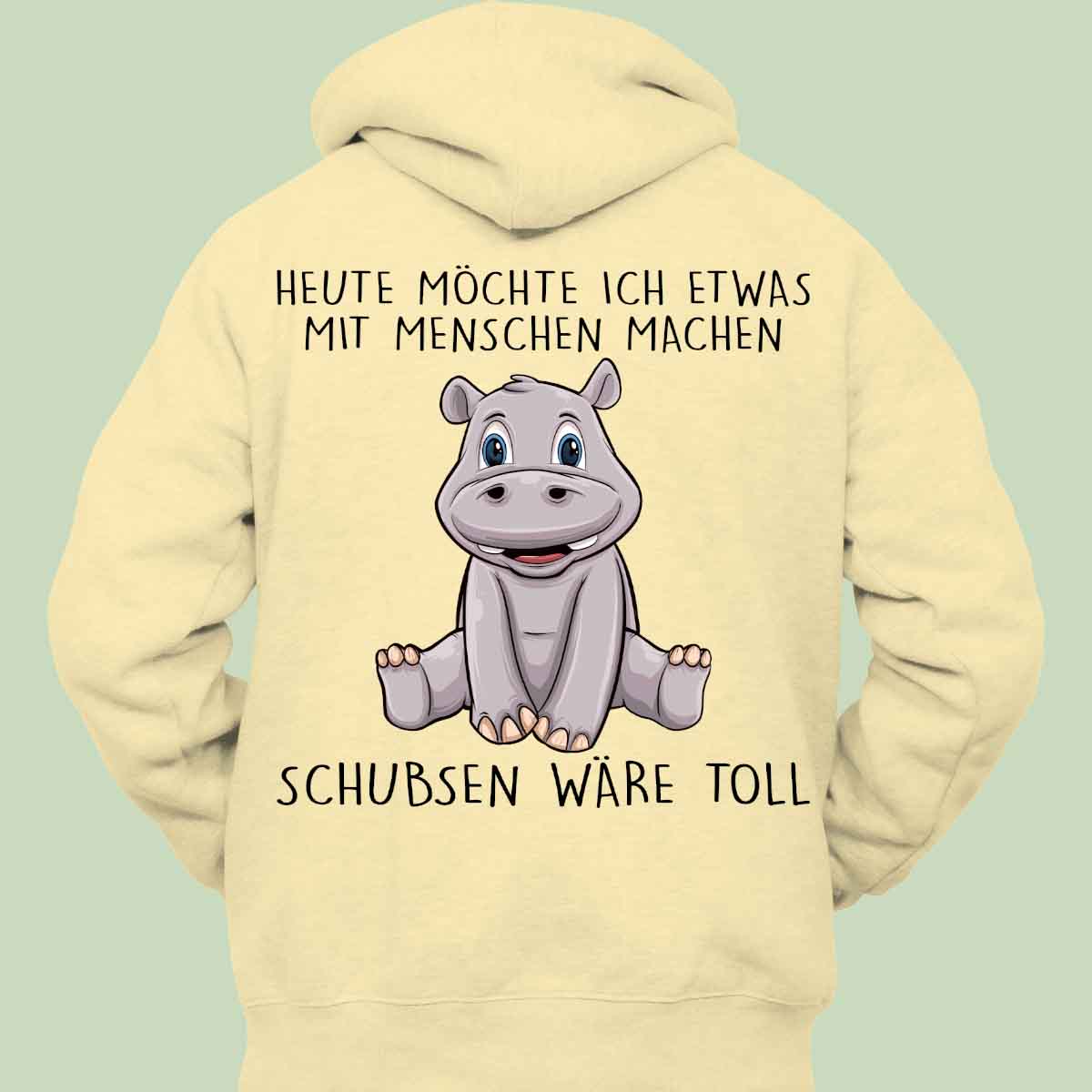 Schubsen Hippo - Hoodie Unisex Rückendruck