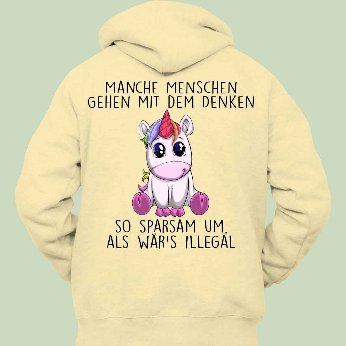 Denken Einhorn - Hoodie Unisex Rückendruck