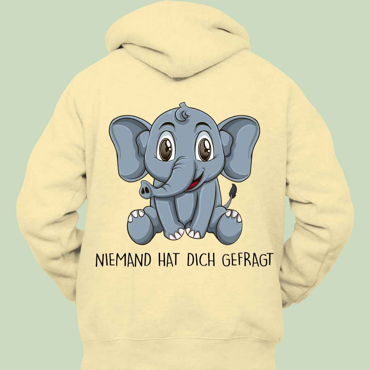 Gefragt Elefant - Hoodie Unisex Rückendruck