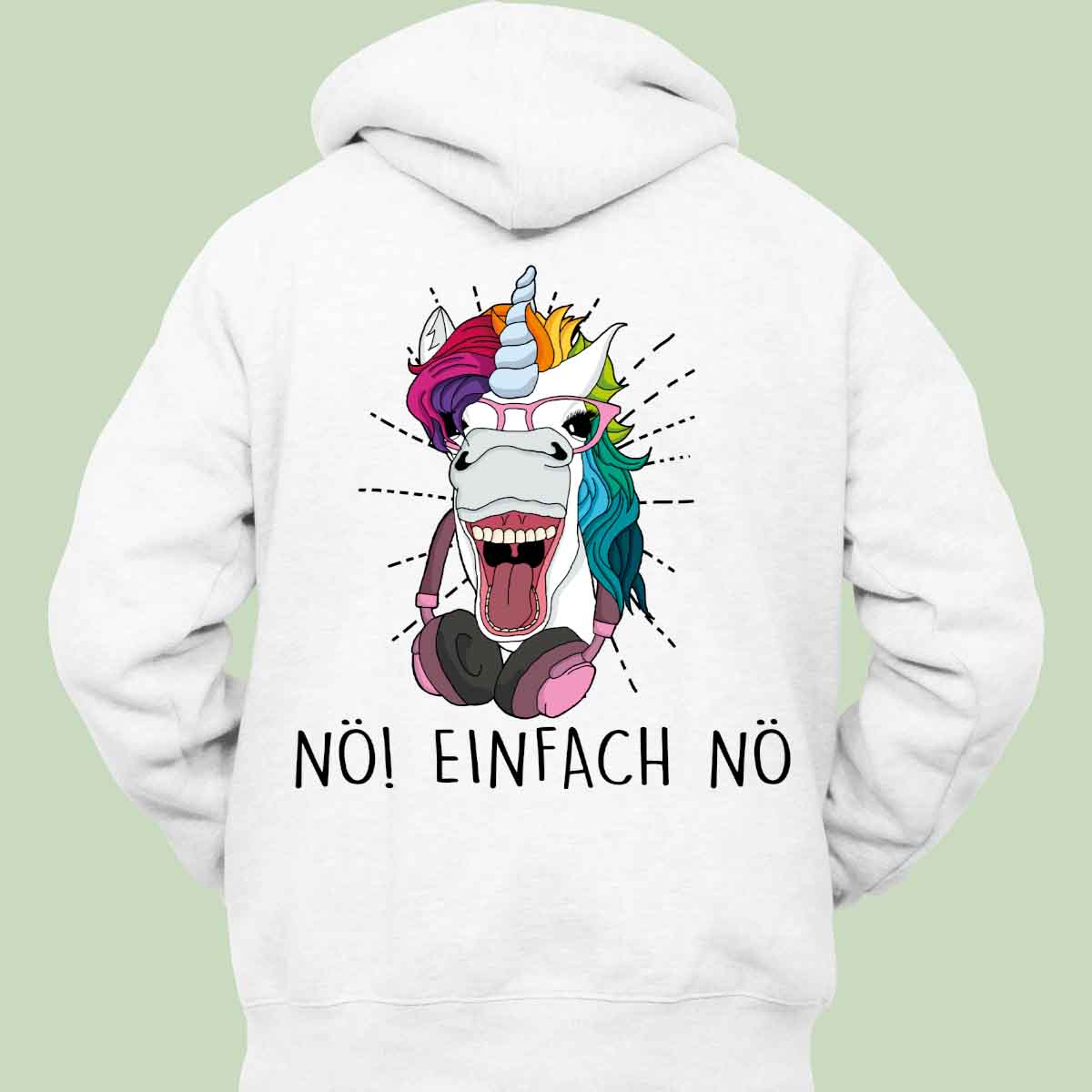 Nö! Hipster Einhorn - Hoodie Unisex Rückendruck