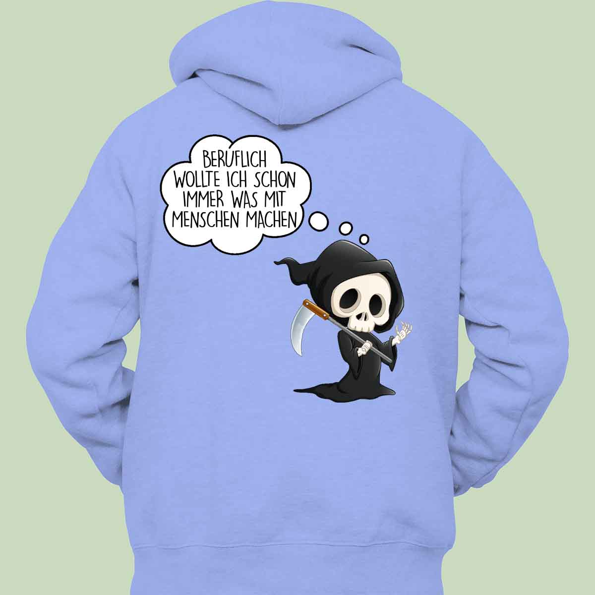 Menschen Sensenmann - Hoodie Unisex Rückendruck
