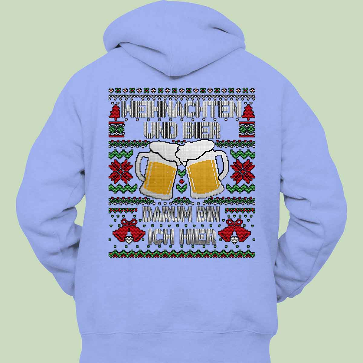 Weihnachten und Bier - Hoodie Unisex Rückendruck