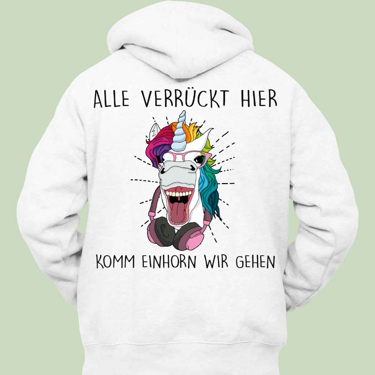 Komm Hipster Einhorn - Hoodie Unisex Rückendruck