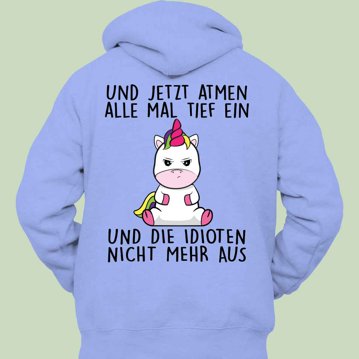 Einatmen Cute Einhorn - Hoodie Unisex Rückendruck