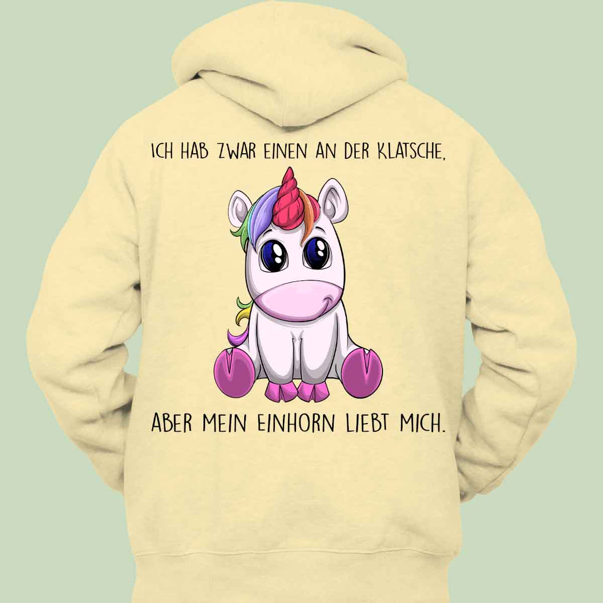 Klatsche Einhorn - Hoodie Unisex Rückendruck