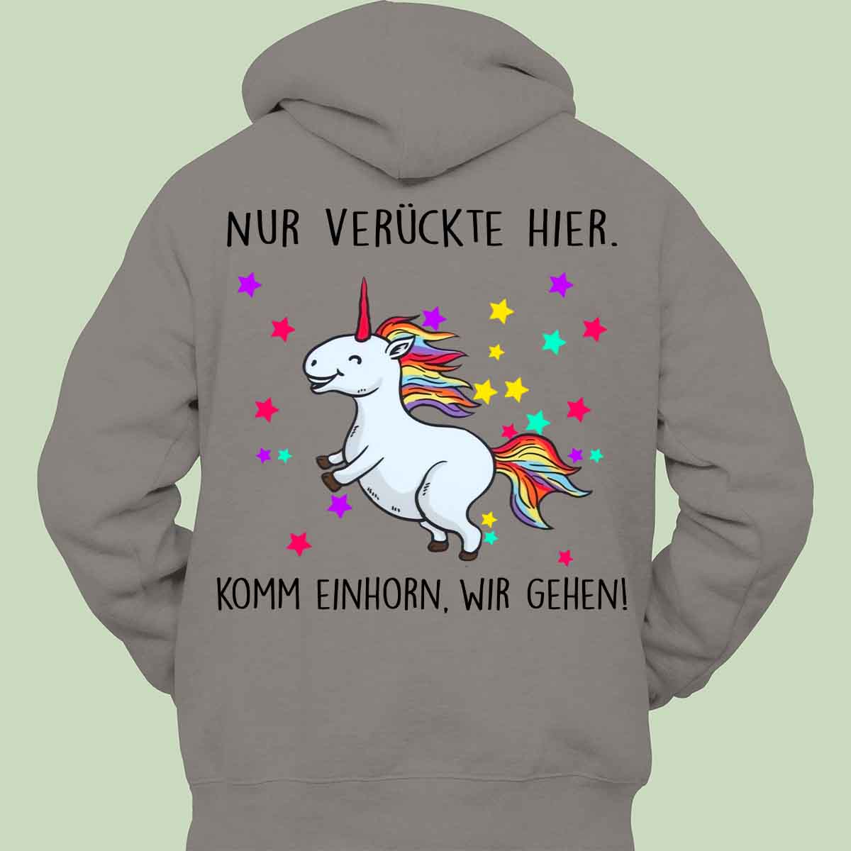 Komm Glitzer Einhorn - Hoodie Unisex Rückendruck