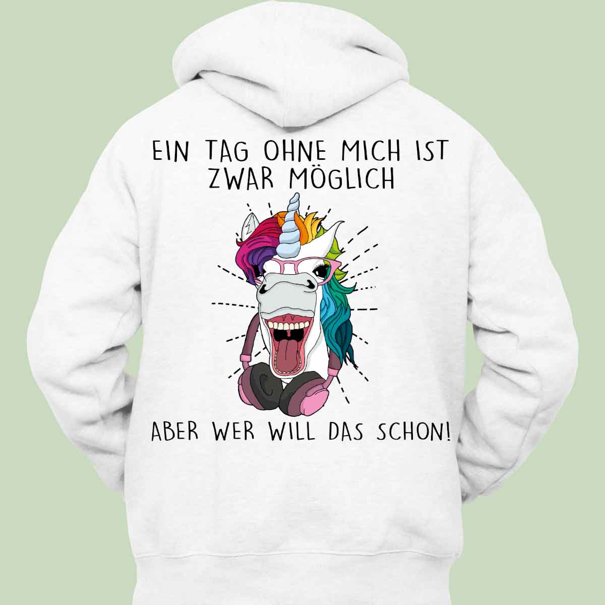 Ohne Mich Hipster Einhorn - Hoodie Unisex Rückendruck