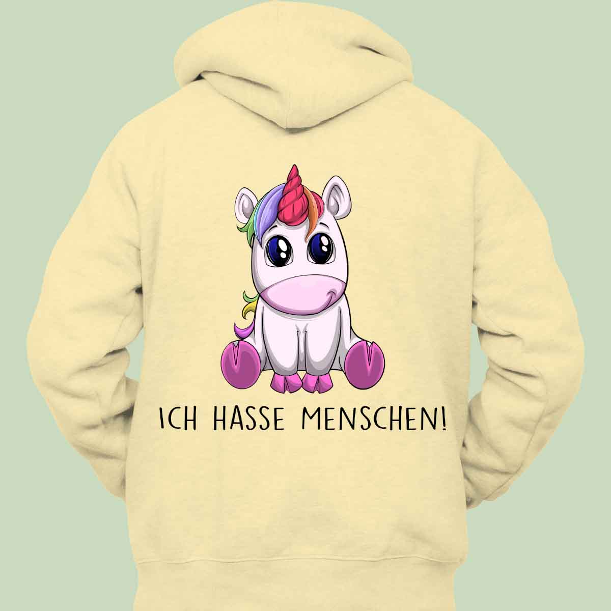 Menschenliebe Einhorn - Hoodie Unisex Rückendruck