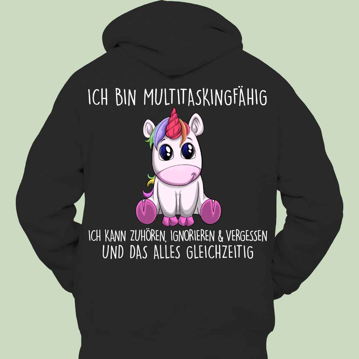 Multitasking Einhorn - Hoodie Unisex Rückendruck