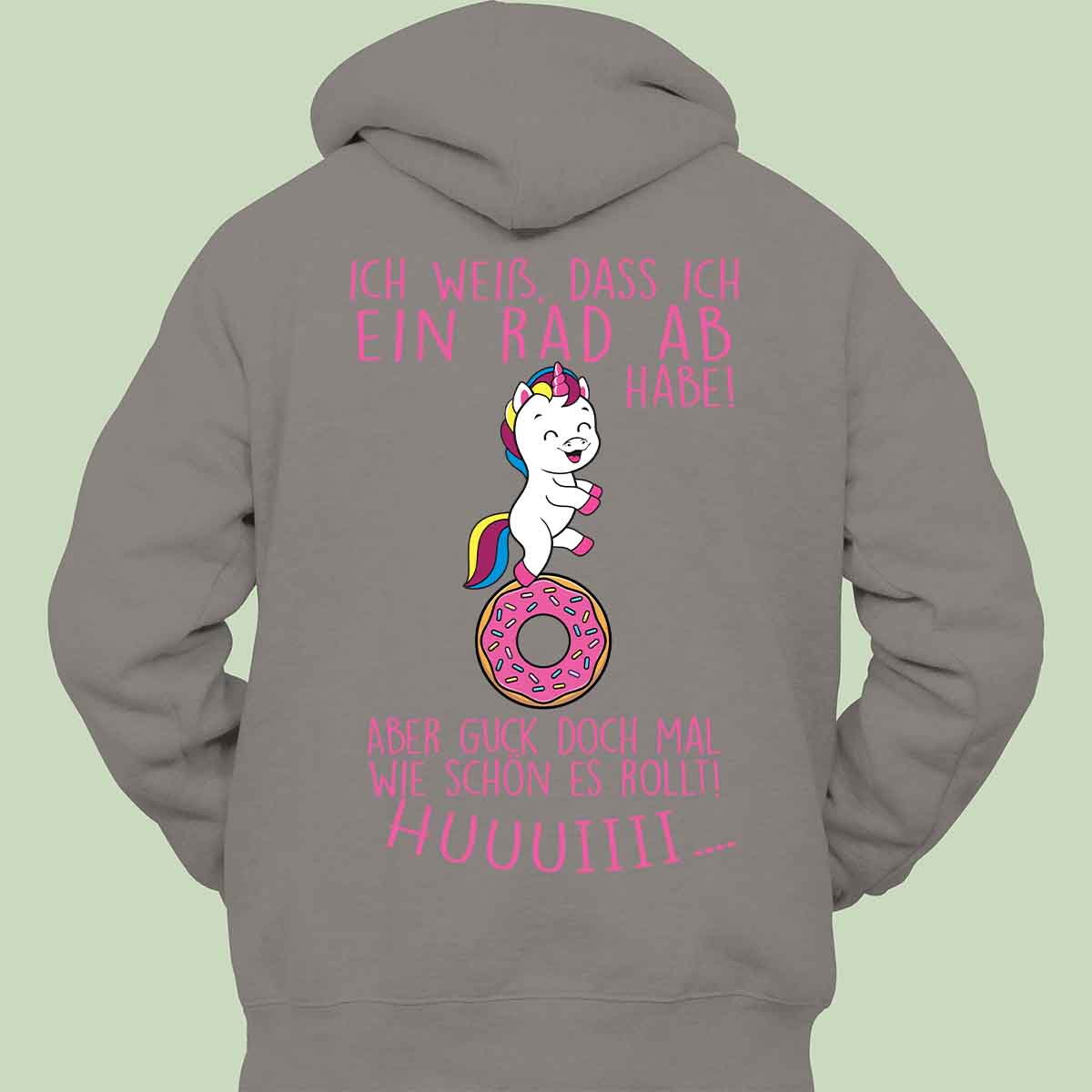 Rollt Einhorn - Hoodie Unisex Rückendruck
