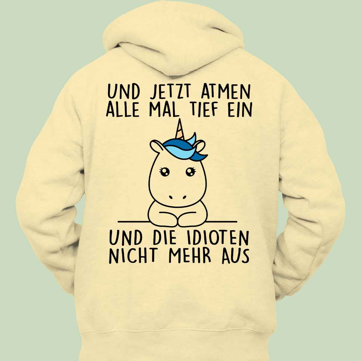 Einatmen Simple Einhorn - Hoodie Unisex Rückendruck