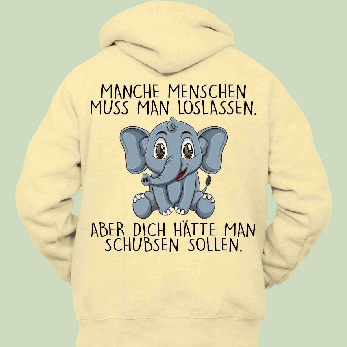Loslassen Elefant - Hoodie Unisex Rückendruck