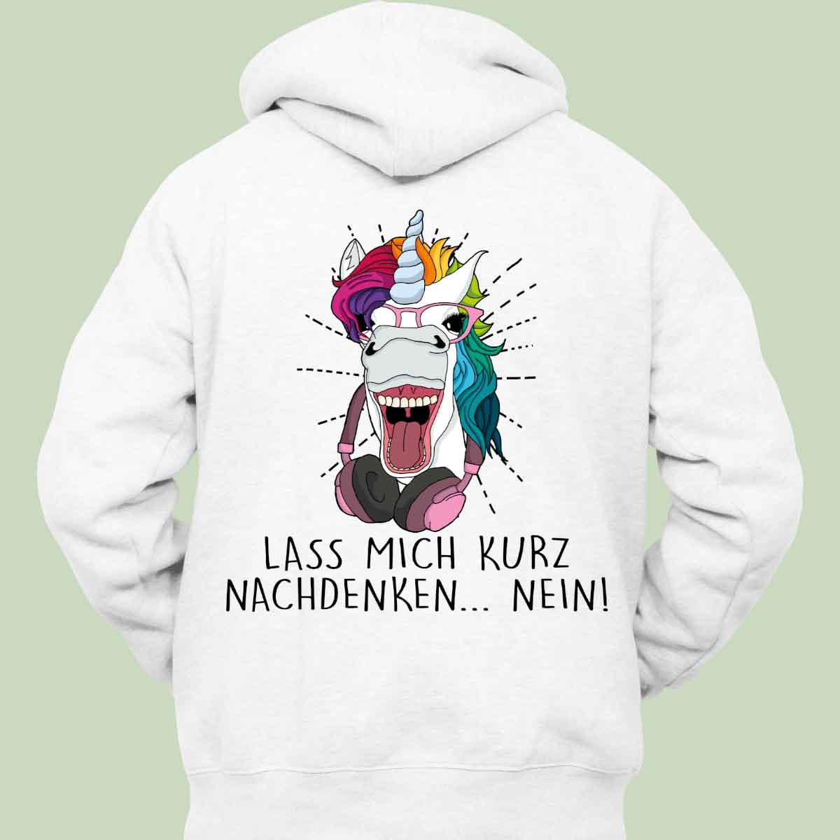 Nachdenken Hipster Einhorn - Hoodie Unisex Rückendruck