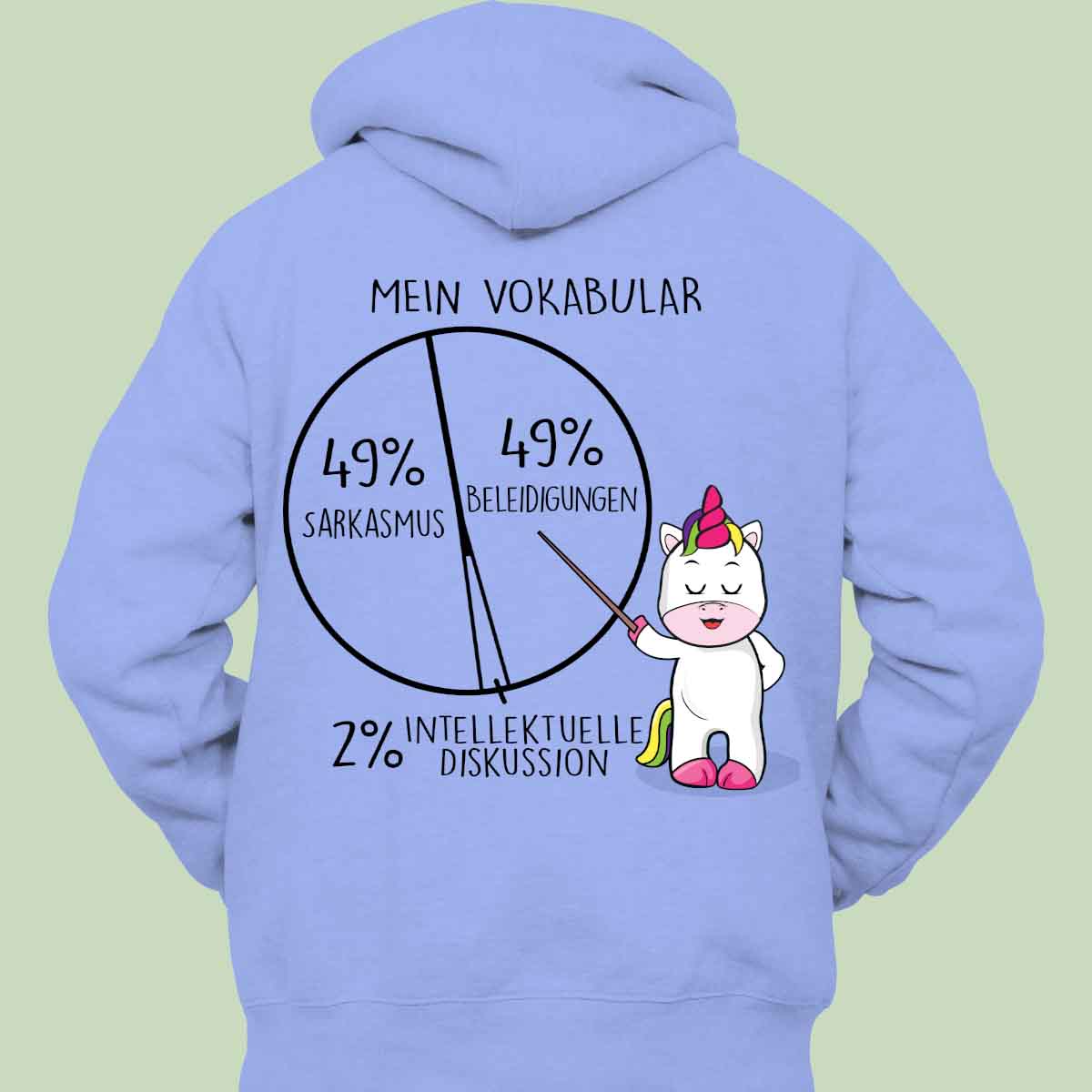 Vokabular Cute Einhorn - Hoodie Unisex Rückendruck