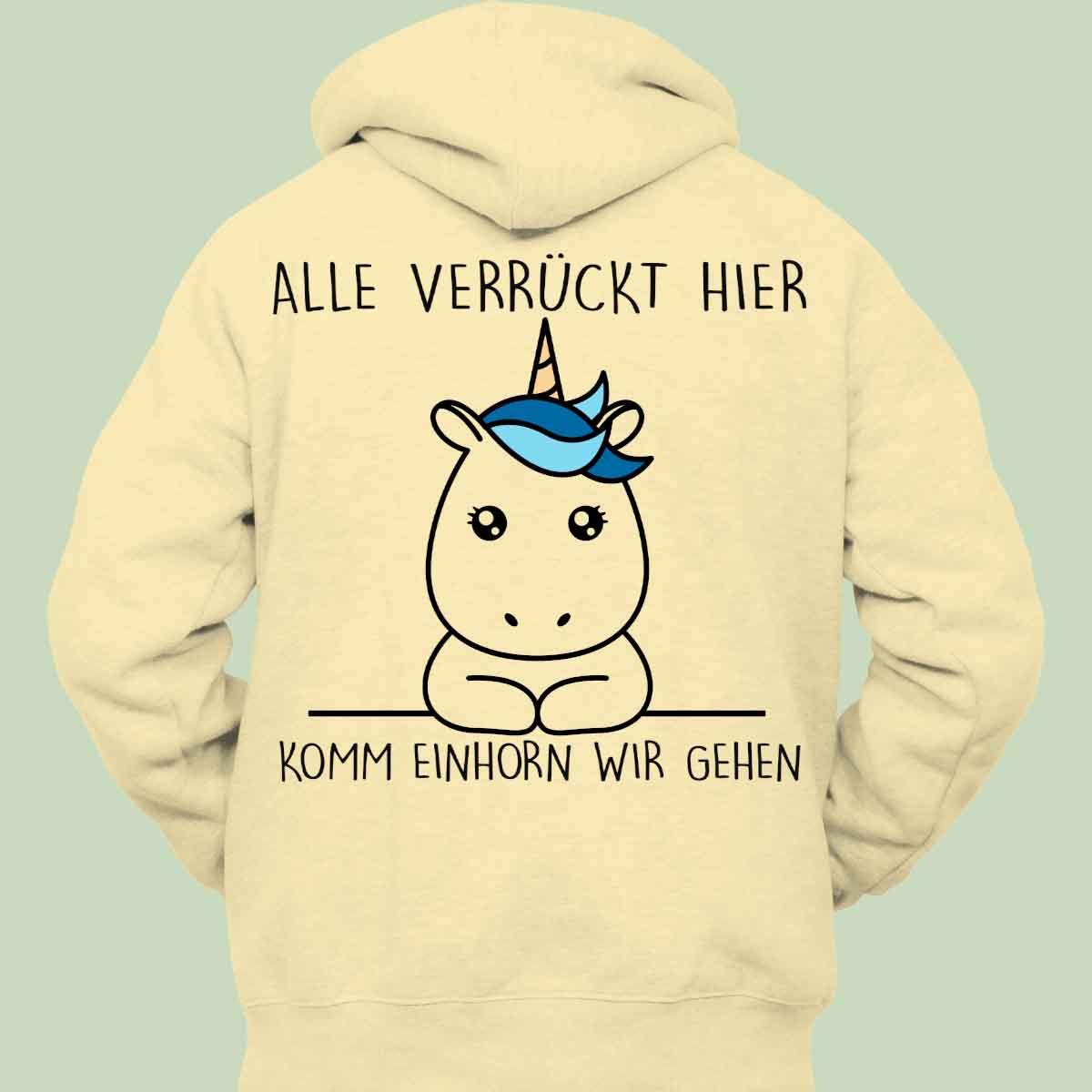 Komm Simple Einhorn - Hoodie Unisex Rückendruck