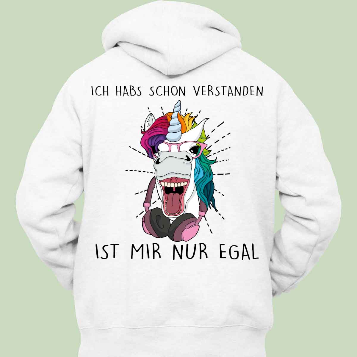 Verstanden Hipster Einhorn - Hoodie Unisex Rückendruck