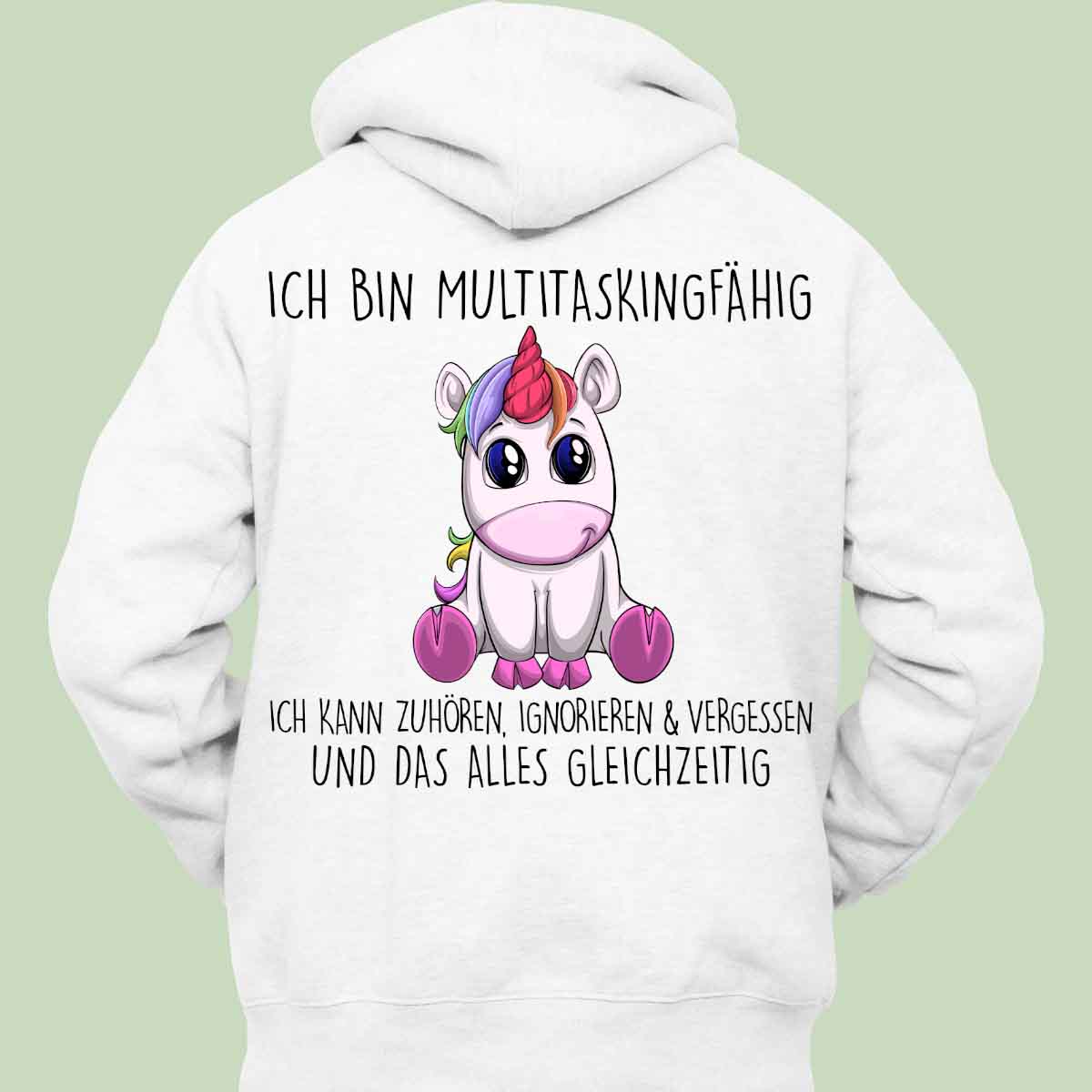 Multitasking Einhorn - Hoodie Unisex Rückendruck